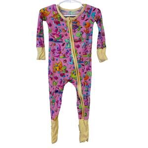 Babalus 6-12 Bamboo Zippered Pajamas Dinosaurs Pink Yellow